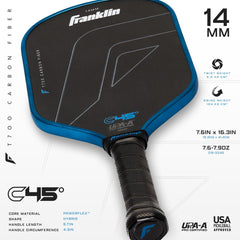 C45 CARBON PICKLEBALL PADDLE - 14MM - BLUE